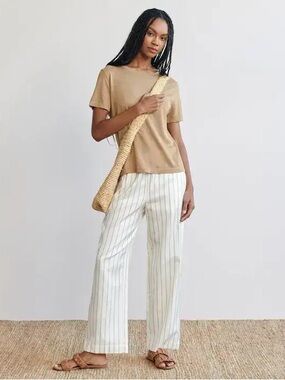 $295 Jenni Kayne Bianca Pull On Pant Navy Stripe Size XL Quiet Lux